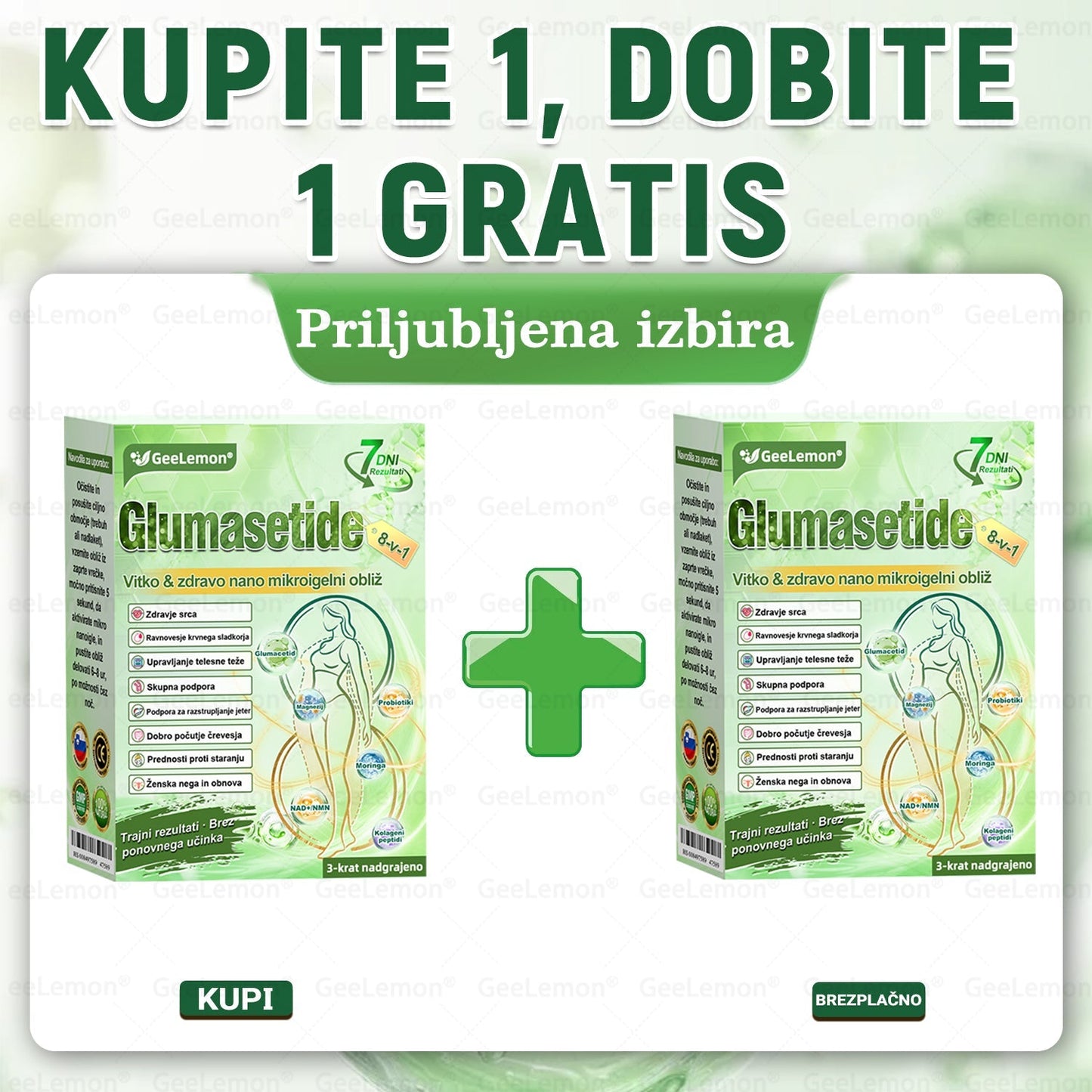 🌴🌴Registrirano pri JAZMP in GMP certificirano👩‍⚕️🎁 𝐆𝐞𝑒𝐿𝑒𝐦𝐨𝐧® 𝐆𝐥𝐮𝐦𝐚𝐬𝐞𝐭𝐢𝐝𝐞 8 v 1 Hujševalni in zdravju namenjen nano obliž z mikroiglicami 🇸🇮 (Samo enkrat na dan, vidne spremembe že v 7 dneh) ✅