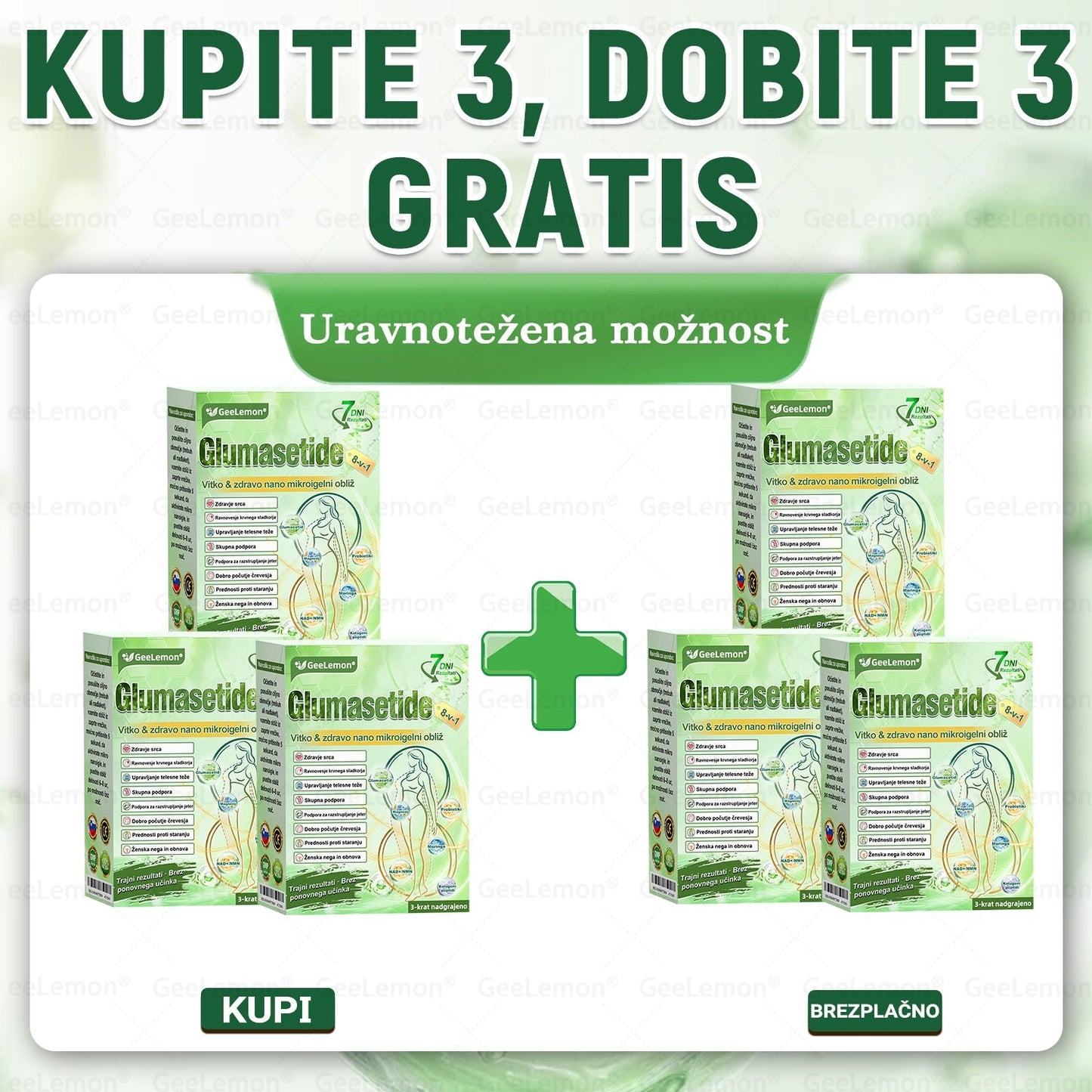 🌴🌴Registrirano pri JAZMP in GMP certificirano👩‍⚕️🎁 𝐆𝐞𝑒𝐿𝑒𝐦𝐨𝐧® 𝐆𝐥𝐮𝐦𝐚𝐬𝐞𝐭𝐢𝐝𝐞 8 v 1 Hujševalni in zdravju namenjen nano obliž z mikroiglicami 🇸🇮 (Samo enkrat na dan, vidne spremembe že v 7 dneh) ✅