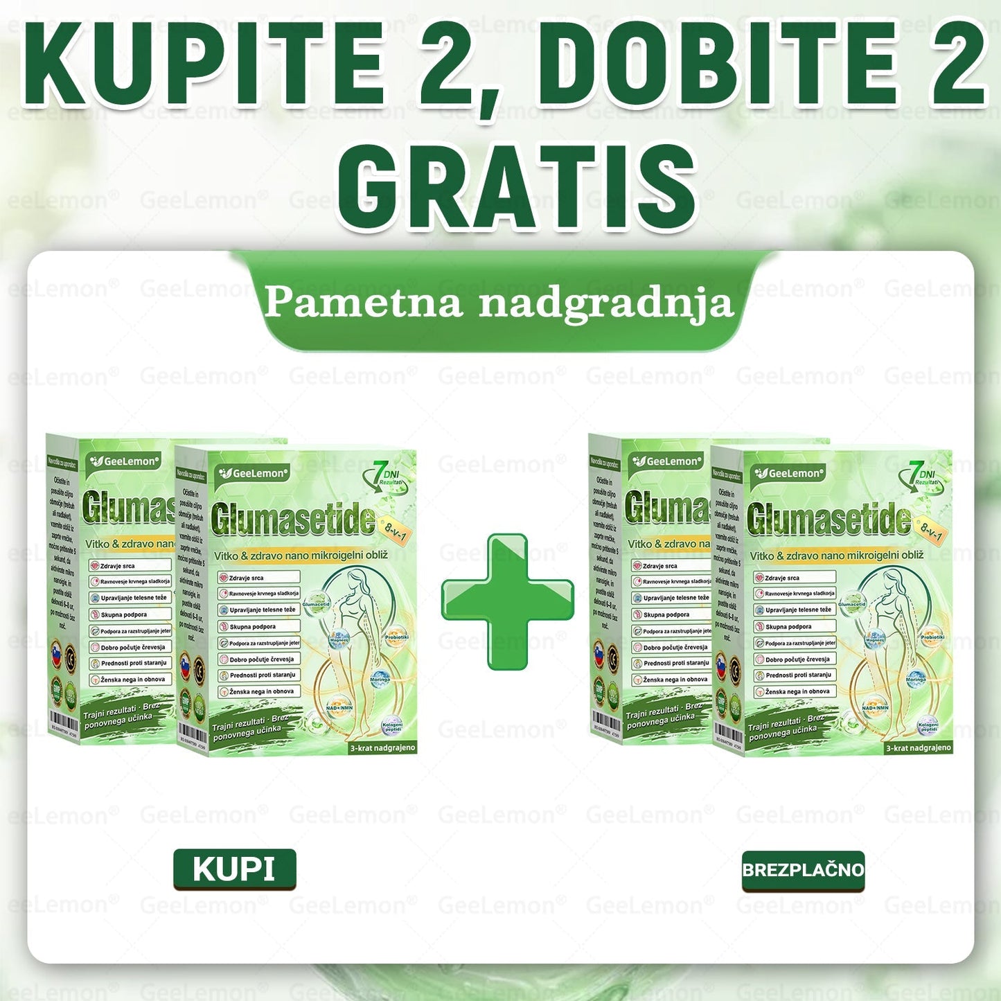 🌴🌴Registrirano pri JAZMP in GMP certificirano👩‍⚕️🎁 𝐆𝐞𝑒𝐿𝑒𝐦𝐨𝐧® 𝐆𝐥𝐮𝐦𝐚𝐬𝐞𝐭𝐢𝐝𝐞 8 v 1 Hujševalni in zdravju namenjen nano obliž z mikroiglicami 🇸🇮 (Samo enkrat na dan, vidne spremembe že v 7 dneh) ✅